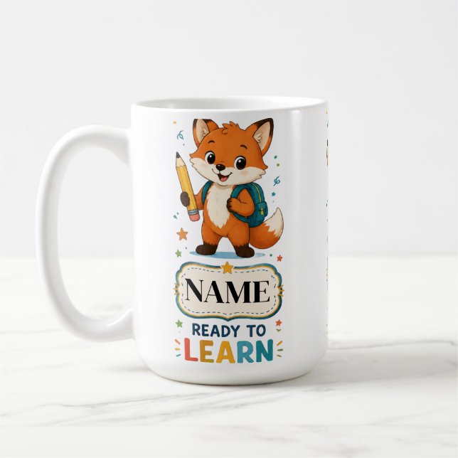 Caneca De Café Fox Kids Personalizado de Volta às Aulas  (Esquerda)