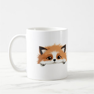 Caneca De Café Fox Peeking Bonito Adorável Engraçado Cartografia 