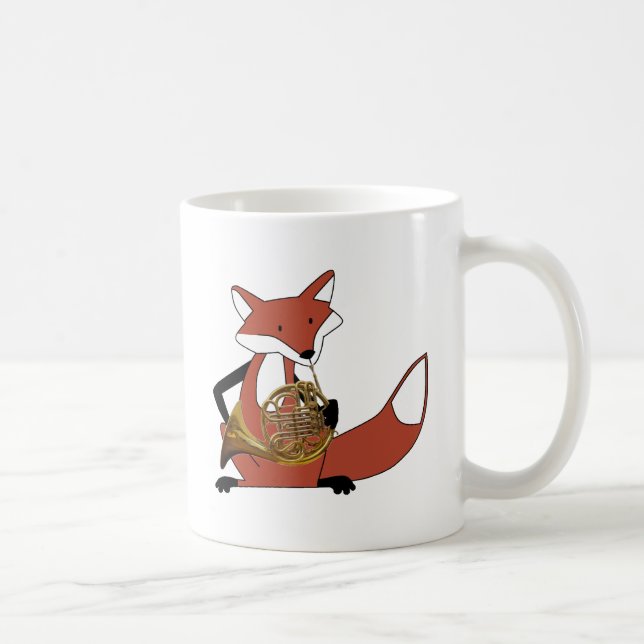 Caneca De Café Fox que joga a trompa francesa (Direita)