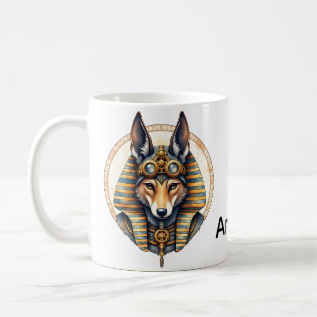 Caneca De Café Fox Retrato de Steampunk Anubis (Esquerda)