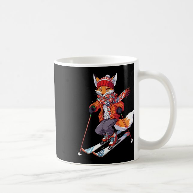 Caneca De Café Fox Skier Esquiador Esqui Neve de inverno 1 (Direita)