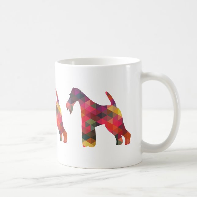 Caneca De Café Fox Terrier Geométrico Padrão Silhouette (Direita)