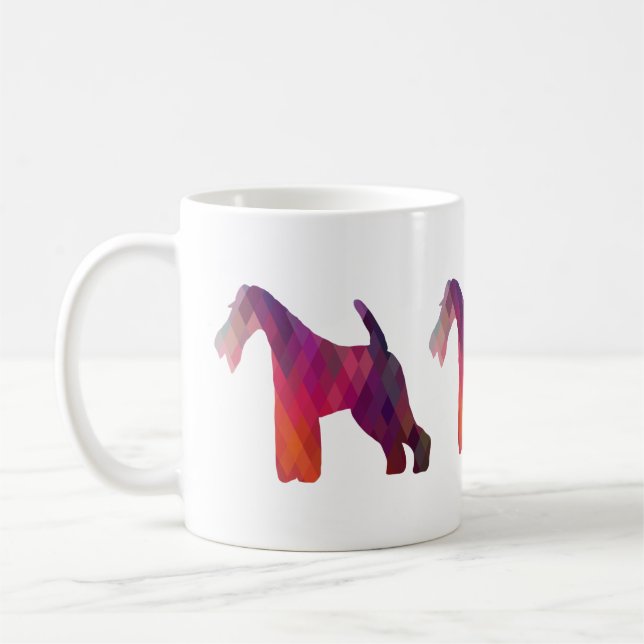 Caneca De Café Fox Terrier Geométrico Padrão Silhouette (Esquerda)