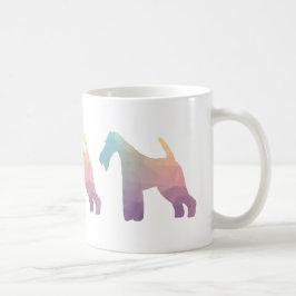 Caneca De Café Fox Terrier Geométrico Padrão Silhouette
