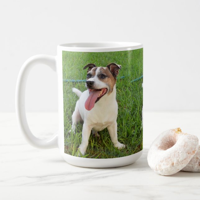 Caneca De Café Fox Terrier, Língua Em Cheek, (Com Donut)