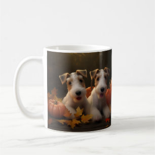 Caneca De Café Fox Terrier Puppy Autumn Delight Pumpkin