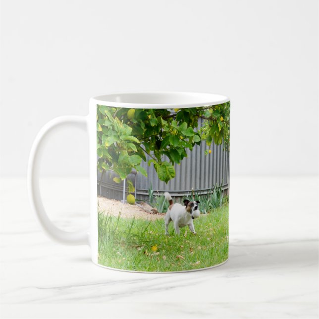 Caneca De Café Fox Terrier, Rosto Engraçado, Café Branco (Esquerda)