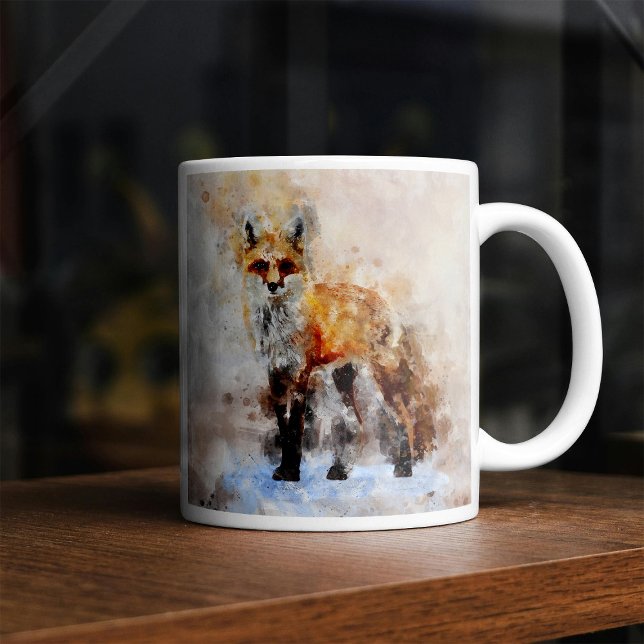 Caneca De Café Fox Watercolor Retrato 02 (Criador carregado)