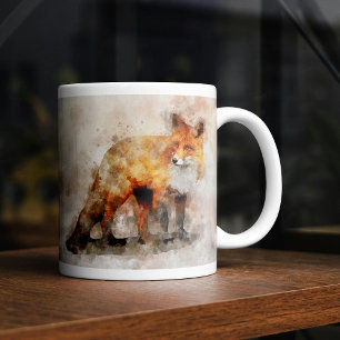 Caneca De Café Fox Watercolor Retrato 04