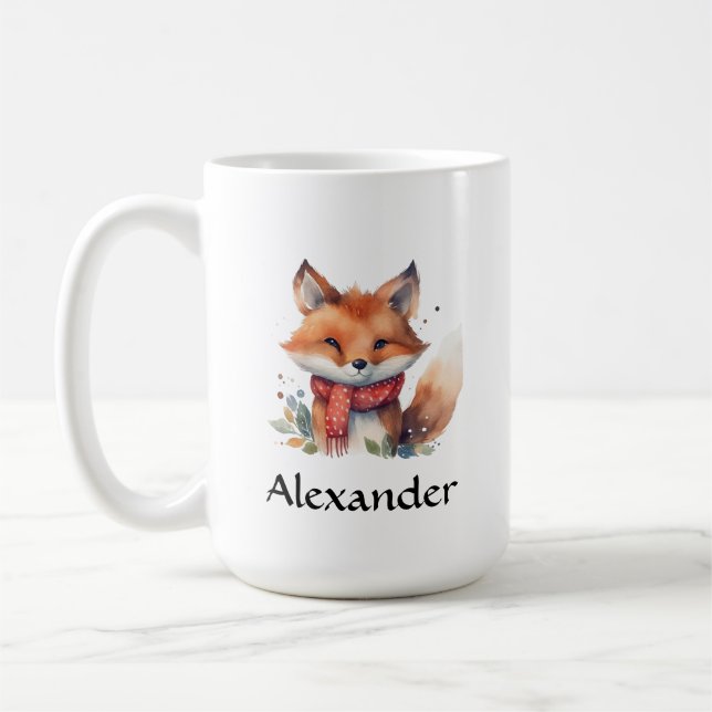Caneca De Café Fox Woodland em Scarf Personalizada (Esquerda)