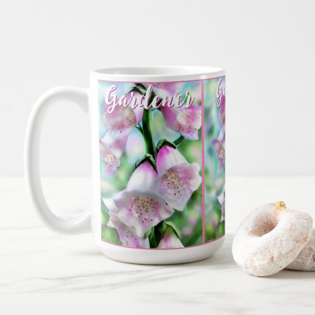 Caneca De Café Foxglove Flowers Floral Pink Garden Personalized (Com Donut)