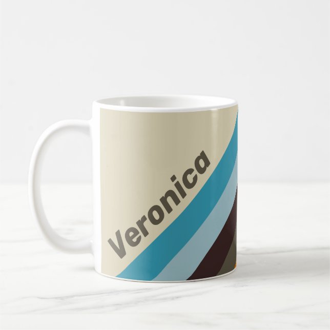 Caneca De Café Foxglove Rust Stripes with Name (Esquerda)