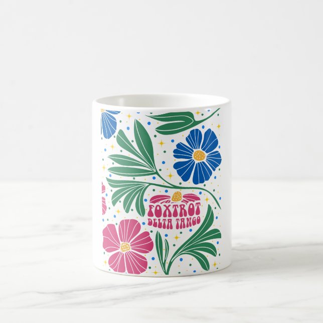 Caneca De Café Foxtrot Delta Tango Flower Boho (Centro)