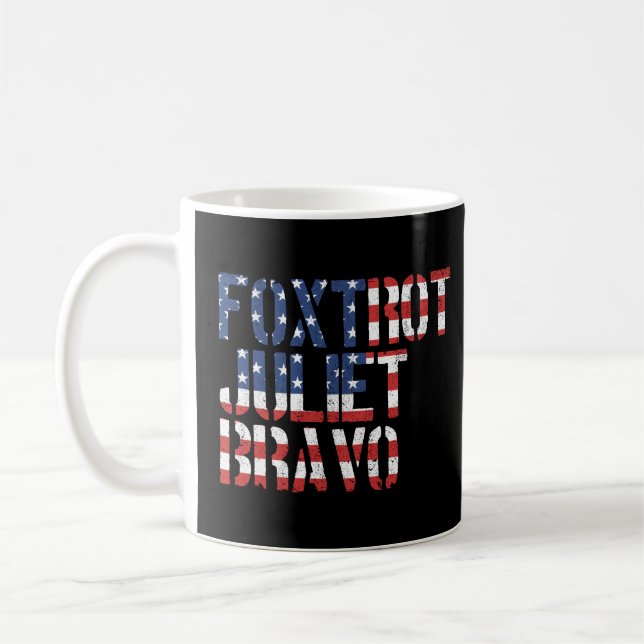 Caneca De Café Foxtrot Juliet Bravo Bandeira Americana (Esquerda)