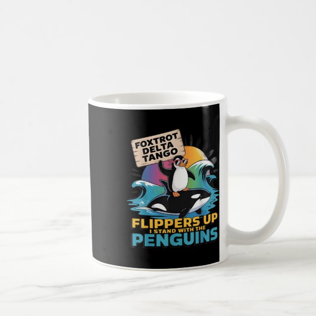 Caneca De Café Foxtrots Delta Tangos Penguin Resiste Protesto Nov (Direita)