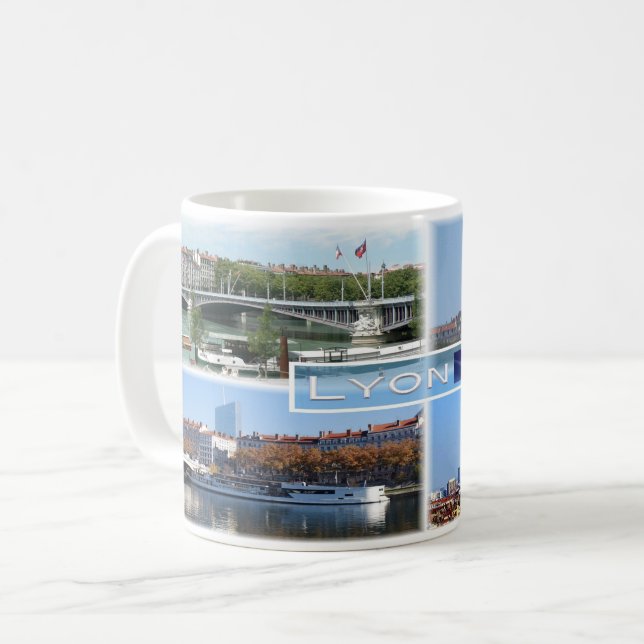 Caneca De Café FR Lyon - Pont Lafayette - Basilica De Fourviere (Frente Esquerda)