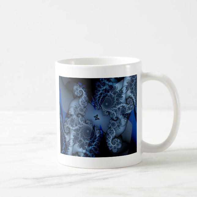 Caneca De Café fractal da borboleta azul-sonho (Direita)