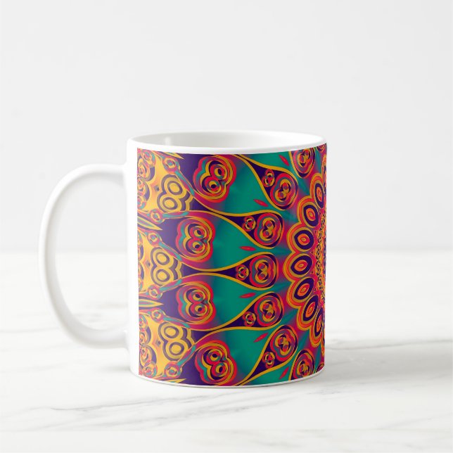 Caneca De Café Fractal do caleidoscópio do tatuagem (Esquerda)