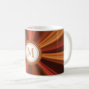 Caneca De Café Fractal Dourado E Vermelho