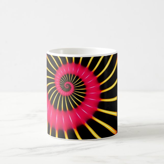 Caneca De Café Fractal em Espiral Rosa e Amarelo Neon (Centro)