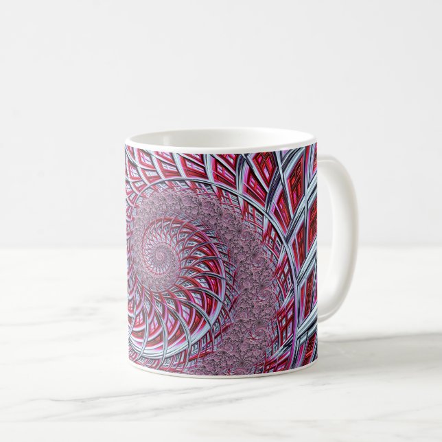 Caneca De Café Fractal Espiral Vermelho abstrato (Frente Esquerda)