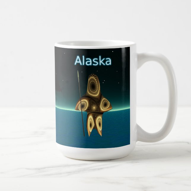 Caneca De Café Fractal Inuit Hunter - Alasca (Direita)