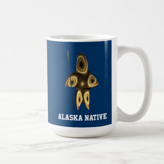 Caneca De Café Fractal Inuit Hunter - Alaska Native (Direita)