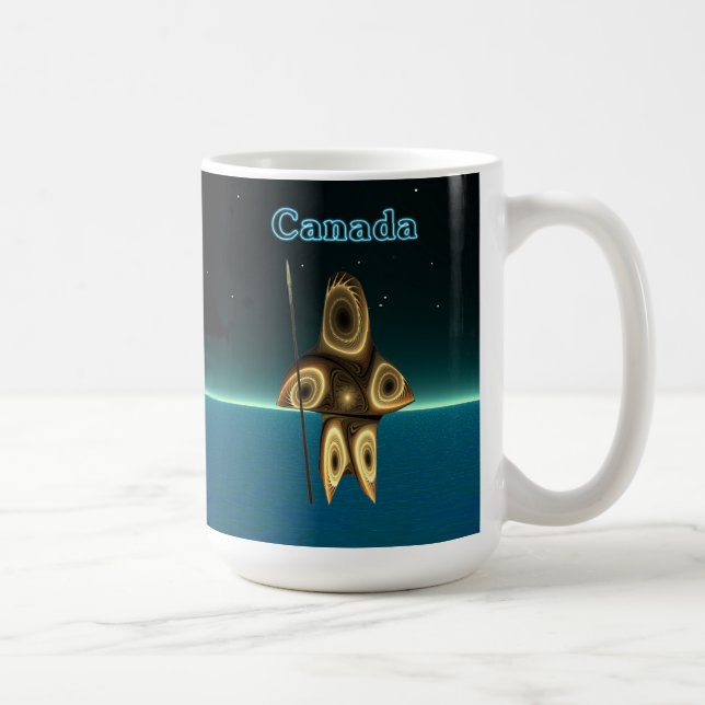 Caneca De Café Fractal Inuit Hunter - Canadá (Direita)