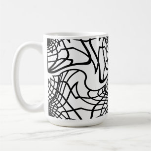 Caneca De Café fractal preto e branco