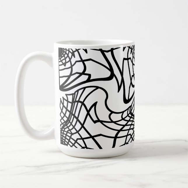 Caneca De Café fractal preto e branco (Esquerda)