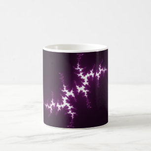 Caneca De Café Fractal Roxa e Branca c/ Fundo Preto