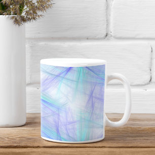 Caneca De Café Fractal Verde abstrato Azul