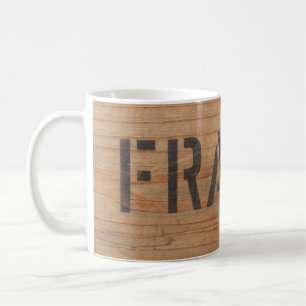 Caneca De Café Frágil amassado na taxa de madeira