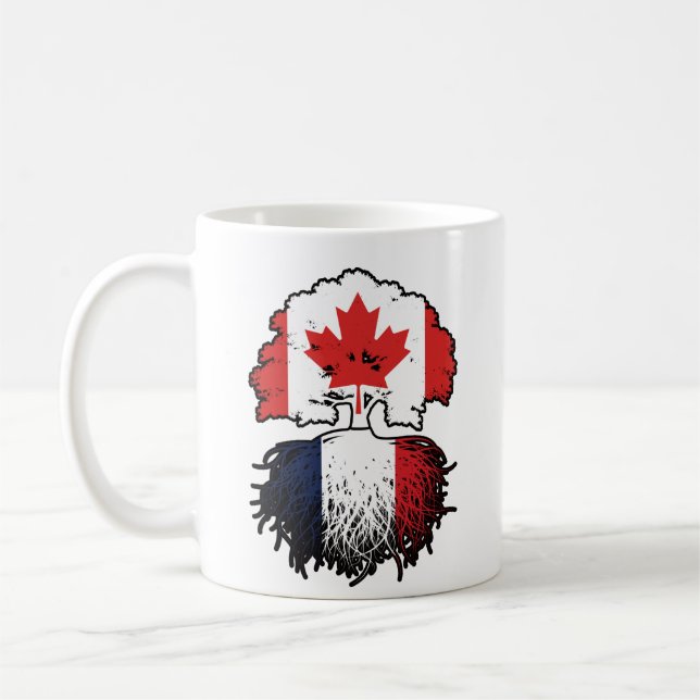 Caneca De Café França, Canadá, França, Bandeira de Raízes de Árvo (Esquerda)