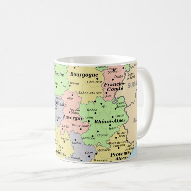 Caneca De Café França no Mapa Mundial: Geografia do Lover (Frente Esquerda)