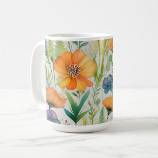 Caneca De Café França País Decor Aquarela Flores Selvagens