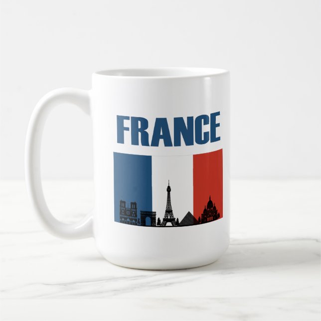 Caneca De Café França Viagem - Paris City Skyline French Flag (Esquerda)
