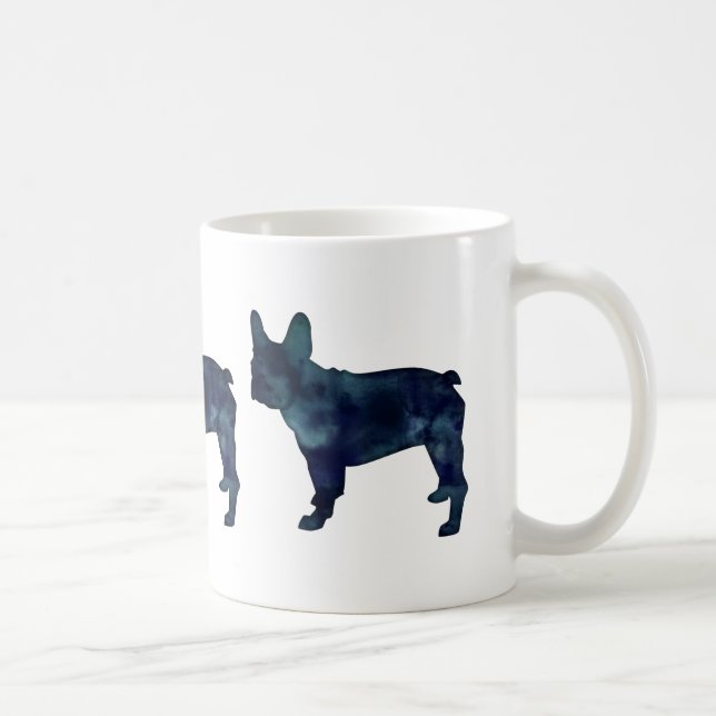 Caneca De Café Francês Bulldog Black Watercolor Silhouket (Direita)