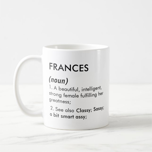 Caneca De Café Frances name, Editable name, Custom name (Esquerda)