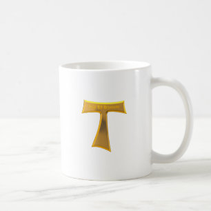 Caneca De Café Franciscan Tau Cross Pax Et Bonum Dourado Metálic