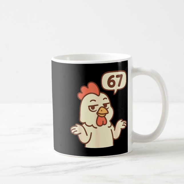 Caneca De Café Frango 67 Meme Seis Sete Engraçado Gen Alpha  (Direita)