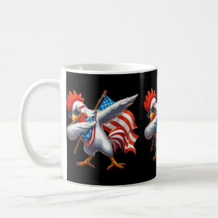 Caneca De Café Frango Dabbing Galo Sungles 4 De Julho Bandeira Am