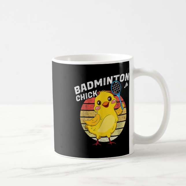 Caneca De Café Frango de Badminton Retro Galinha Peteca Mulheres  (Direita)