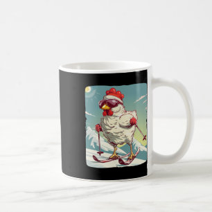 Caneca De Café Frango de Inverno Engraçado Com Sapato de Esqui Cr