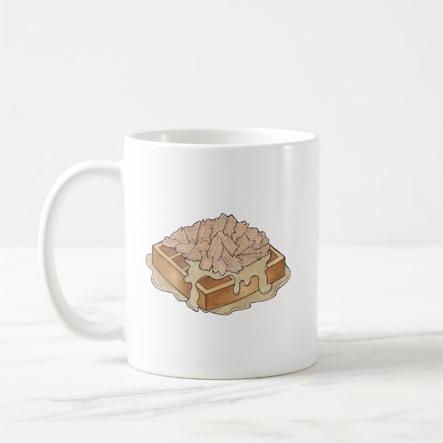 Caneca De Café Frango e Waffles, Comida Neerlandesa Amish (Esquerda)
