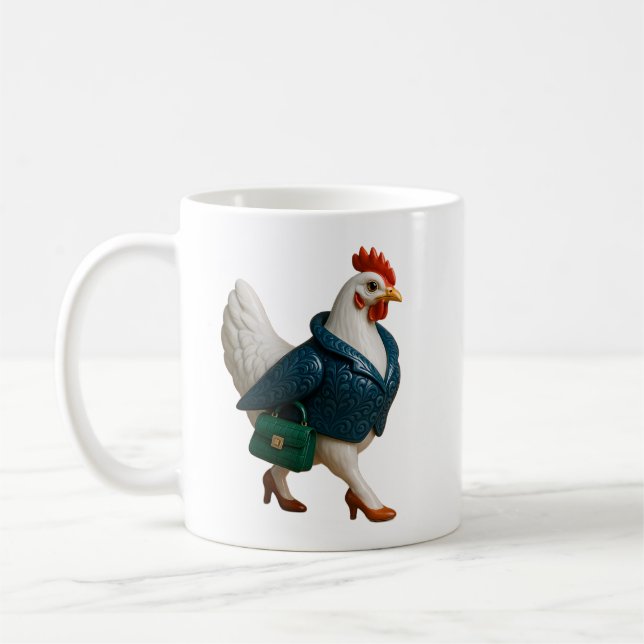 Caneca De Café Frango Elegante com Blazer e Saltos  (Esquerda)
