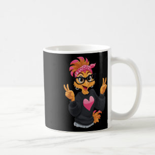 Caneca De Café Frango Engraçado Com Sinal de Paz Gles Frango Louc