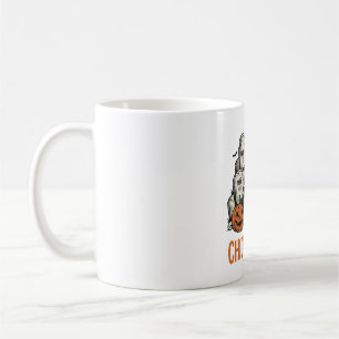Caneca De Café Frango Engraçado ou Gosto de Halloween Frango Gráf