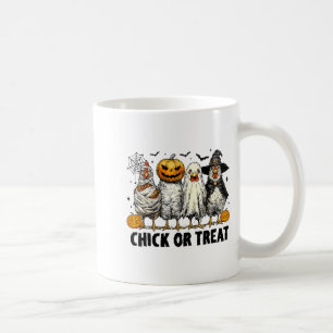 Caneca De Café Frango Engraçado Ou Tratamento Halloween Bruxa Ass