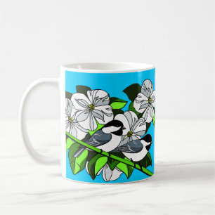 Caneca De Café Frango Entre Flores De Dogwood